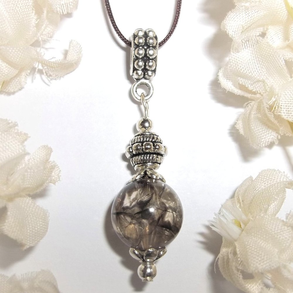 Brown and Silver Beaded Necklace Adjustable Length Short Choker or Long NWT 7097